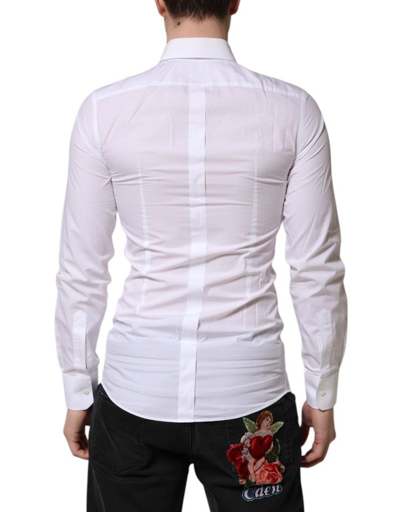 White GOLD Long Sleeves Dress Men Formal Shirt Dolce & Gabbana