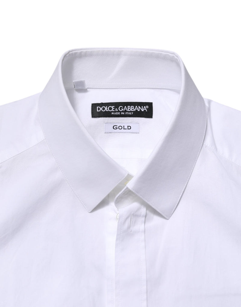 White GOLD Long Sleeves Dress Men Formal Shirt Dolce & Gabbana
