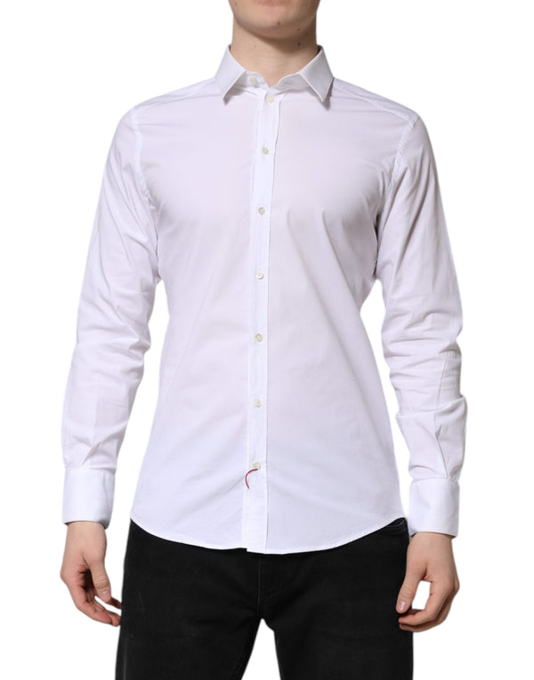White GOLD Long Sleeve Dress Formal Shirt Dolce & Gabbana