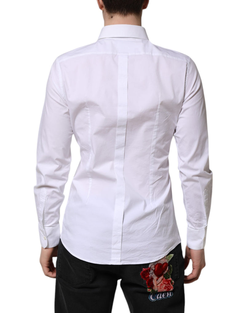 White GOLD Long Sleeve Dress Formal Shirt Dolce & Gabbana