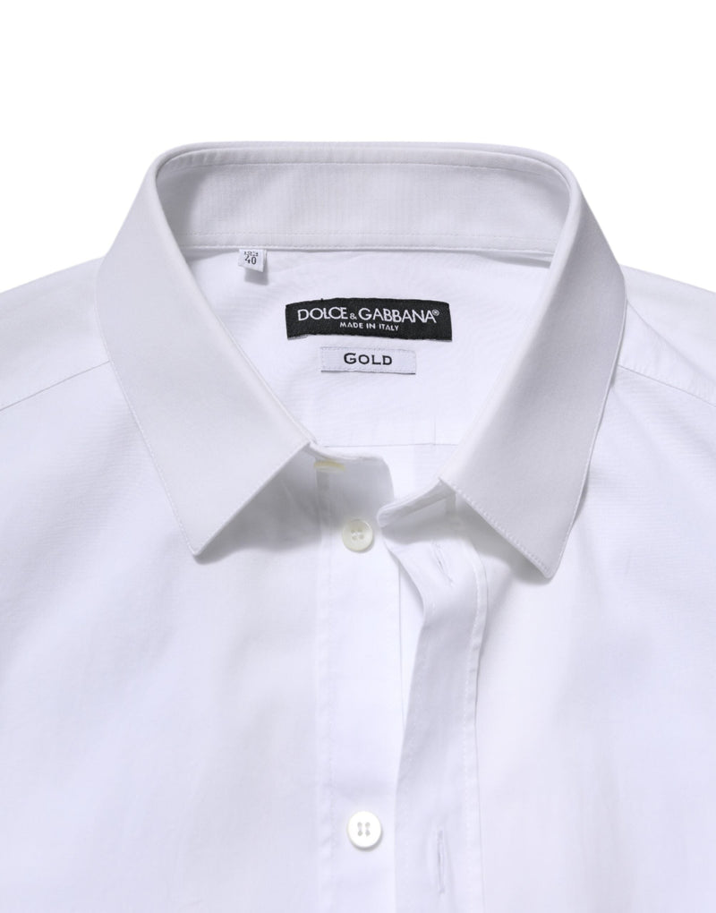 White GOLD Long Sleeve Dress Formal Shirt Dolce & Gabbana