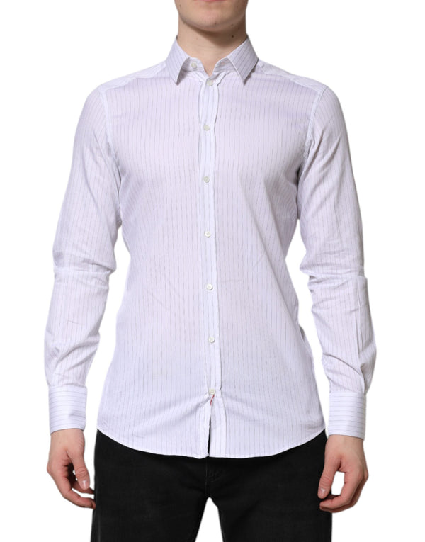 White Stripes Cotton Long Sleeve Formal Shirt Dolce & Gabbana
