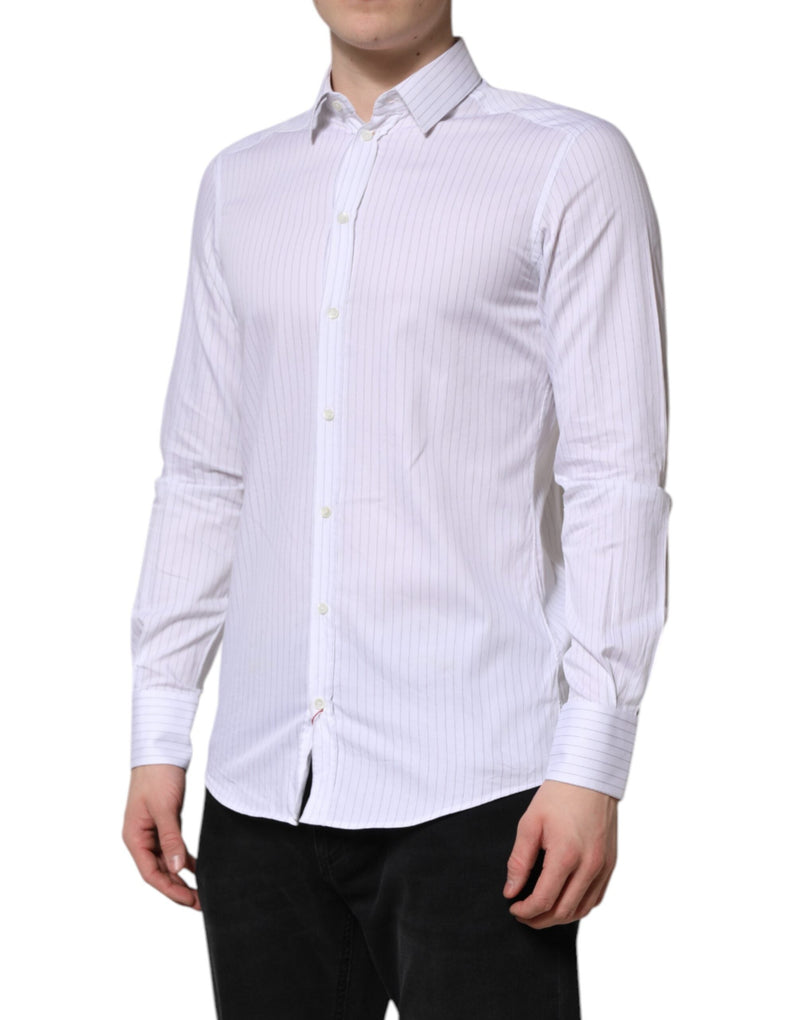White Stripes Cotton Long Sleeve Formal Shirt Dolce & Gabbana