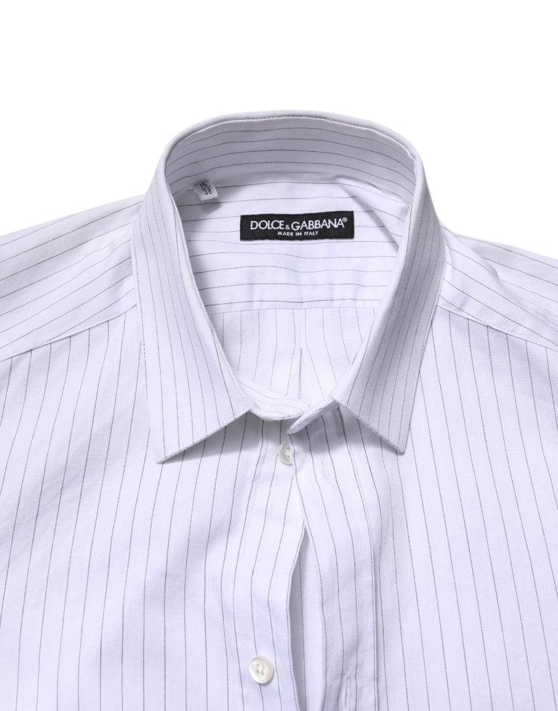 White Stripes Cotton Long Sleeve Formal Shirt Dolce & Gabbana