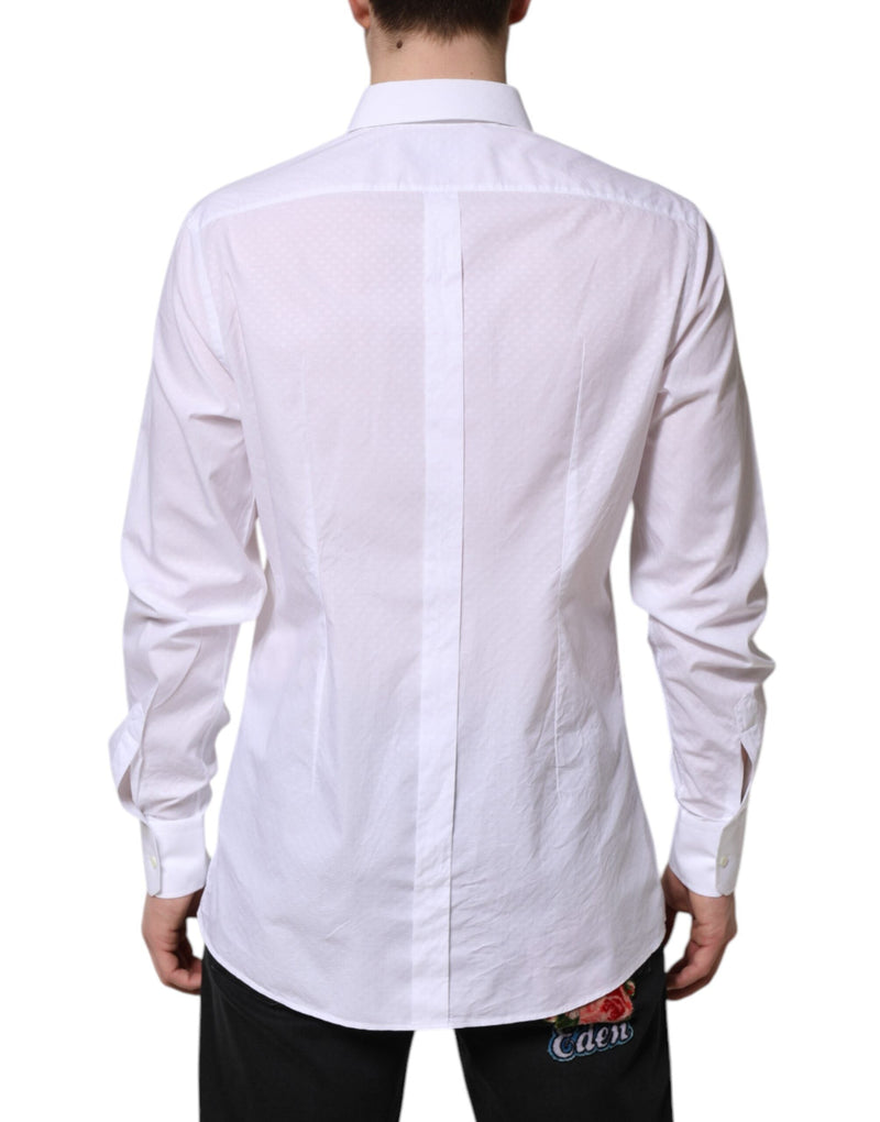 White GOLD Cotton Long Sleeves Formal Shirt Dolce & Gabbana
