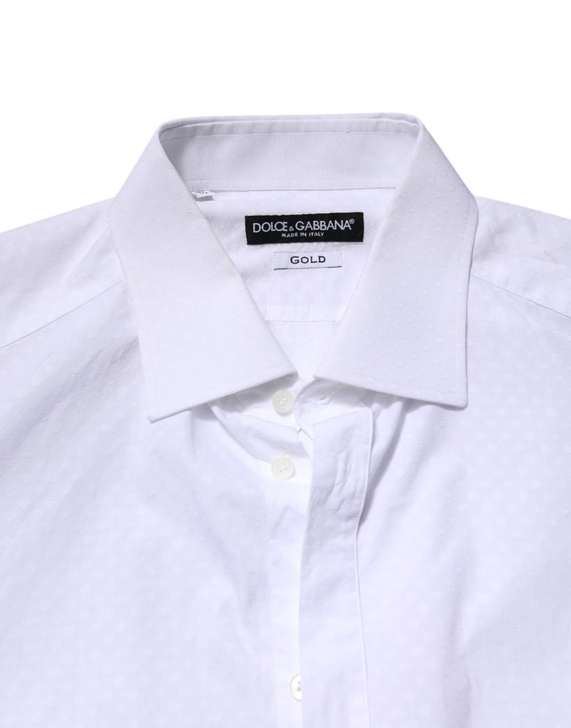 White GOLD Cotton Long Sleeves Formal Shirt Dolce & Gabbana