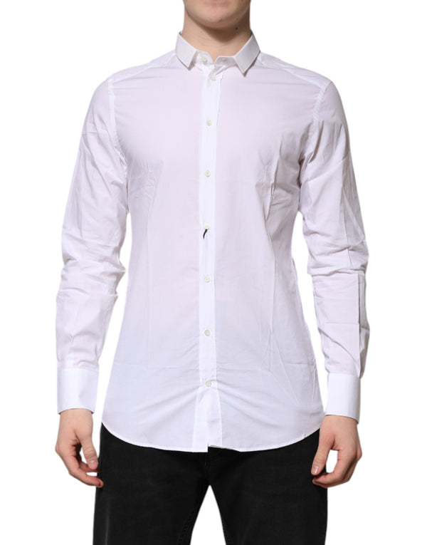 White GOLD Cotton Long Sleeves Men Formal Shirt Dolce & Gabbana