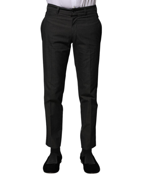 Gray Cotton Patterned Formal Pants Dolce & Gabbana