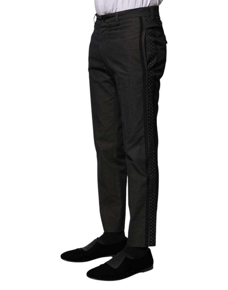 Gray Cotton Patterned Formal Pants Dolce & Gabbana