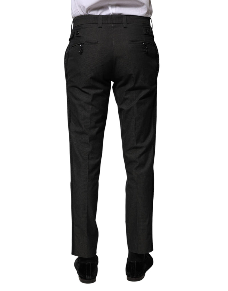 Gray Cotton Patterned Formal Pants Dolce & Gabbana