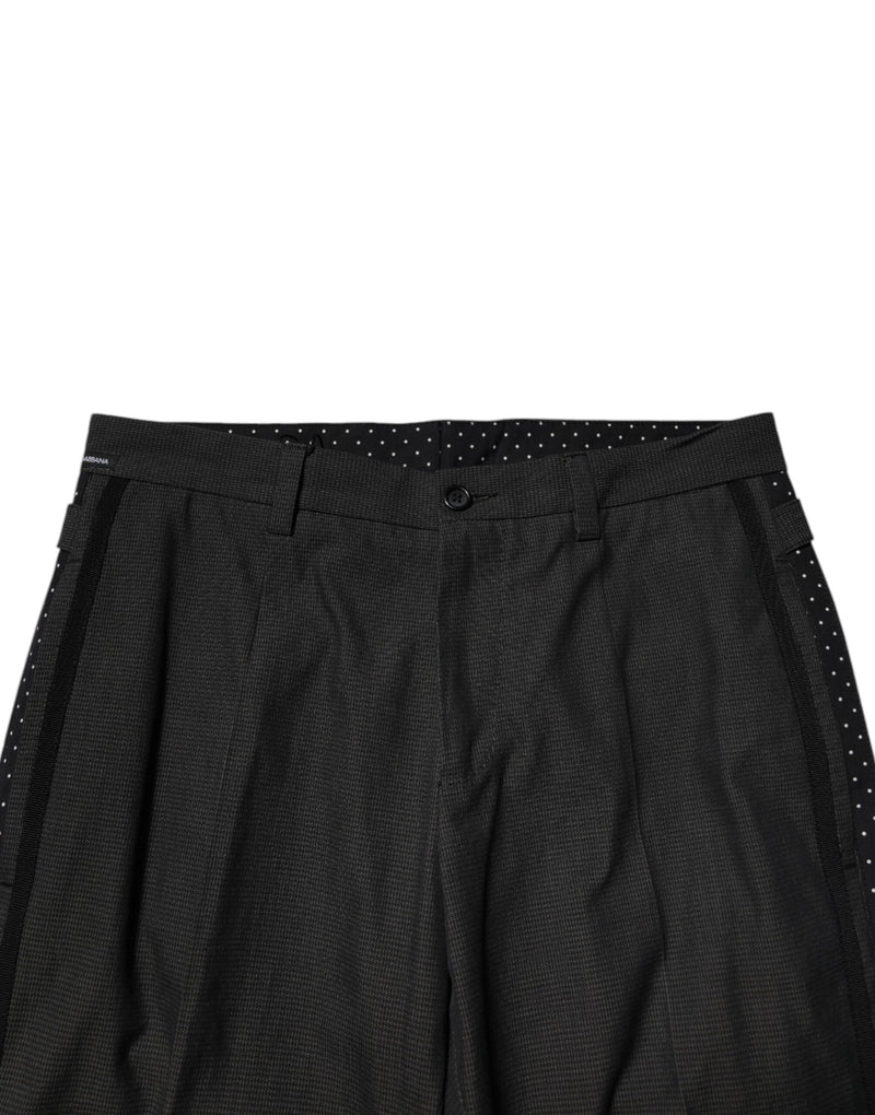 Gray Cotton Patterned Formal Pants Dolce & Gabbana