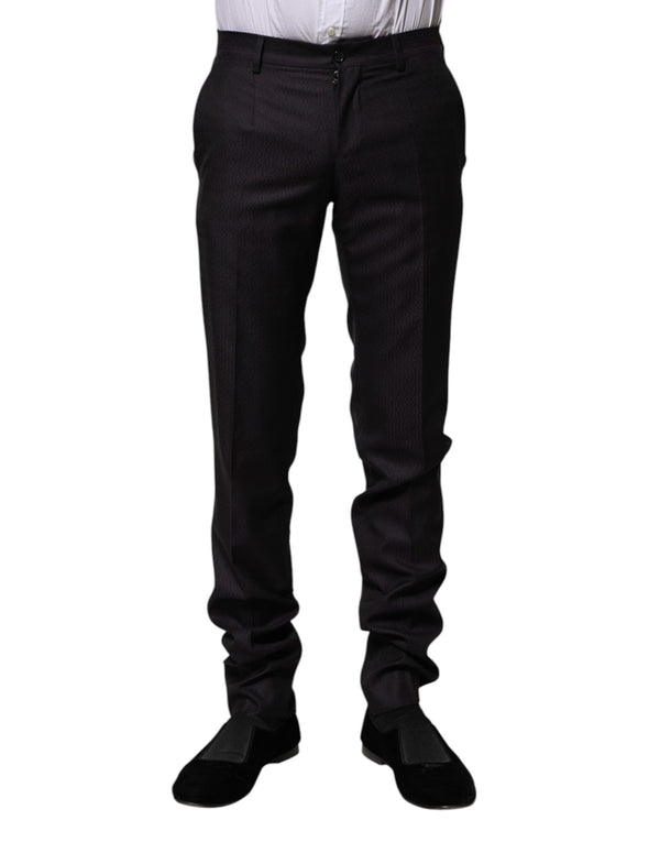 Black Wool Patterned Formal Pants Dolce & Gabbana