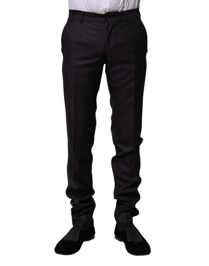 Black Wool Patterned Formal Pants Dolce & Gabbana