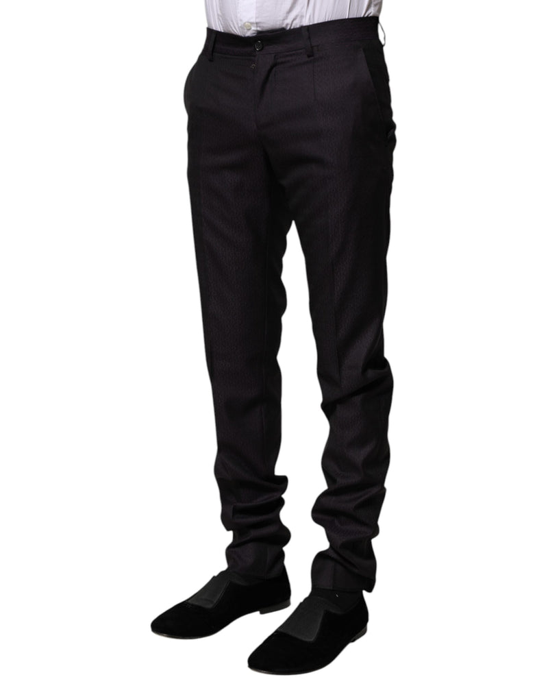 Black Wool Patterned Formal Pants Dolce & Gabbana