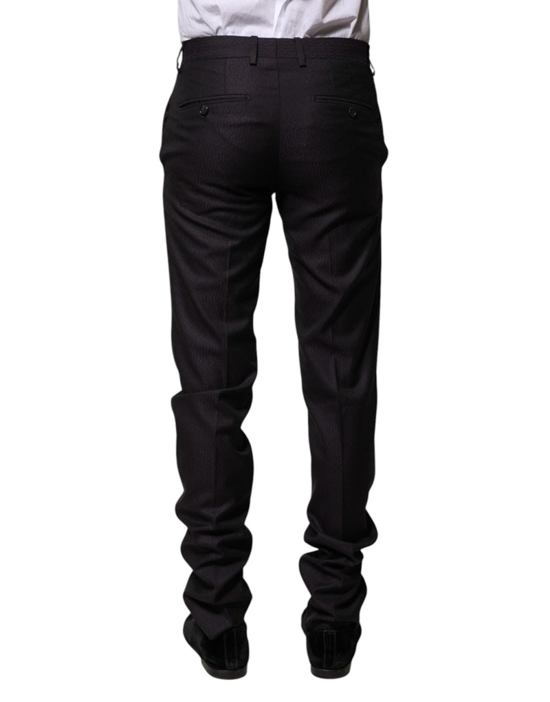 Black Wool Patterned Formal Pants Dolce & Gabbana