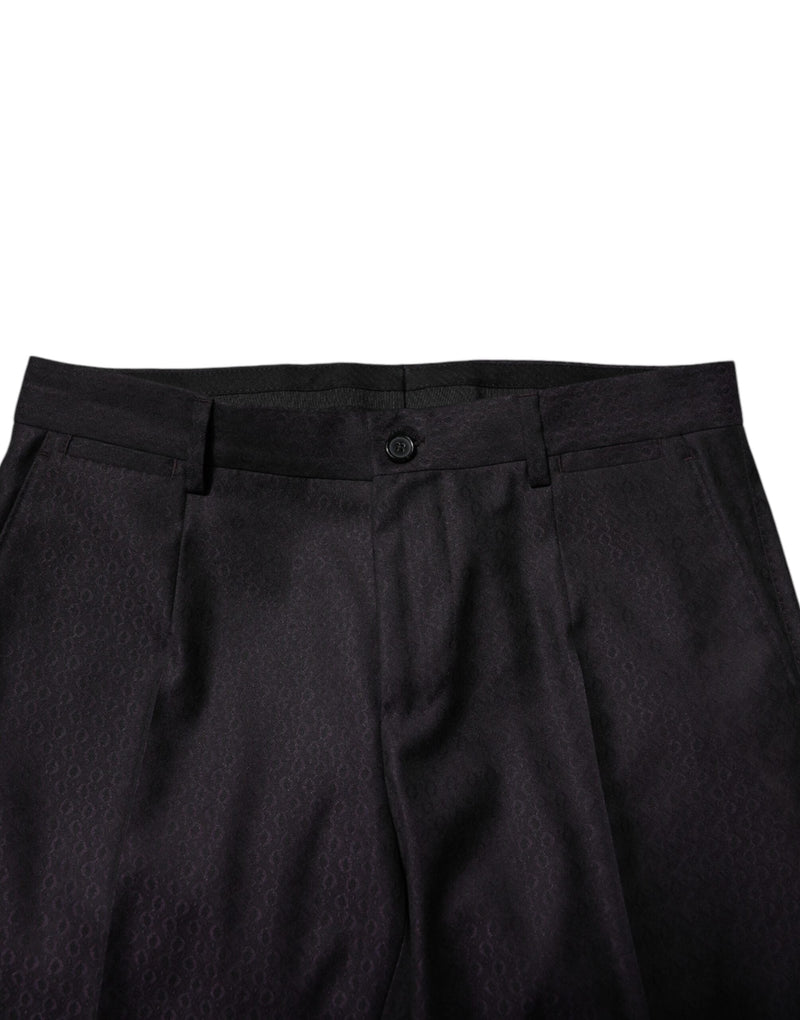 Black Wool Patterned Formal Pants Dolce & Gabbana