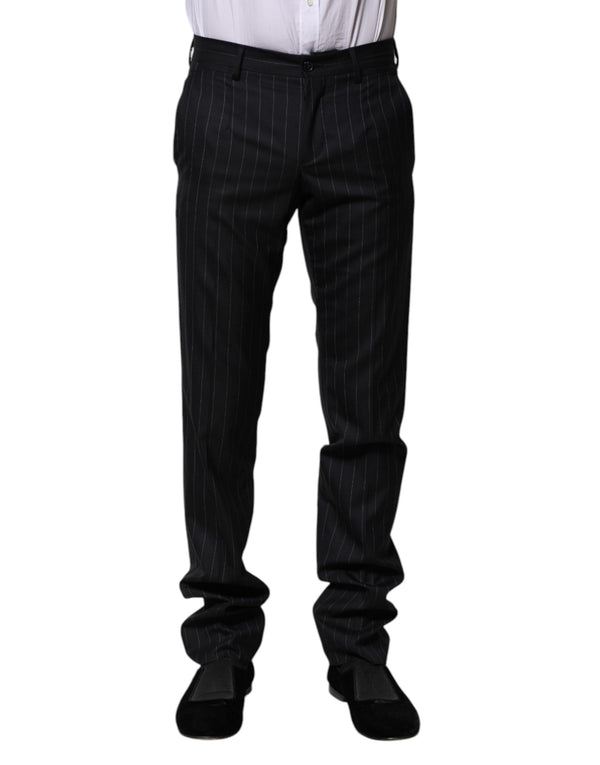Black Wool Striped Formal Pants Dolce & Gabbana