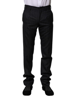 Black Wool Striped Formal Pants Dolce & Gabbana