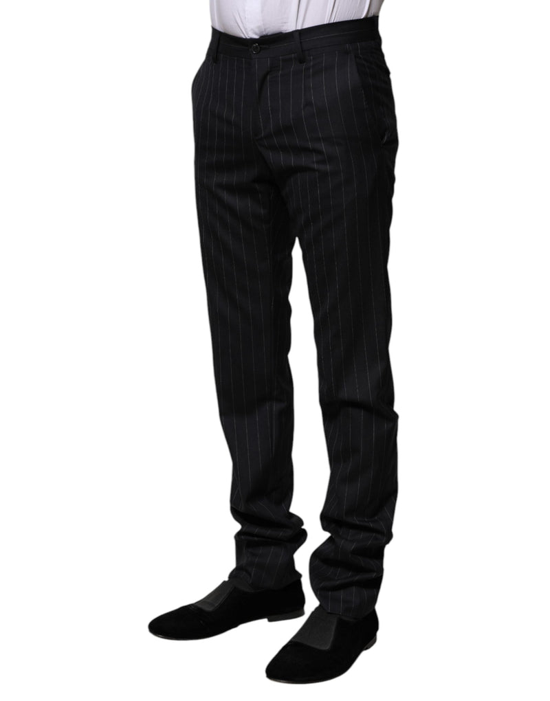 Black Wool Striped Formal Pants Dolce & Gabbana