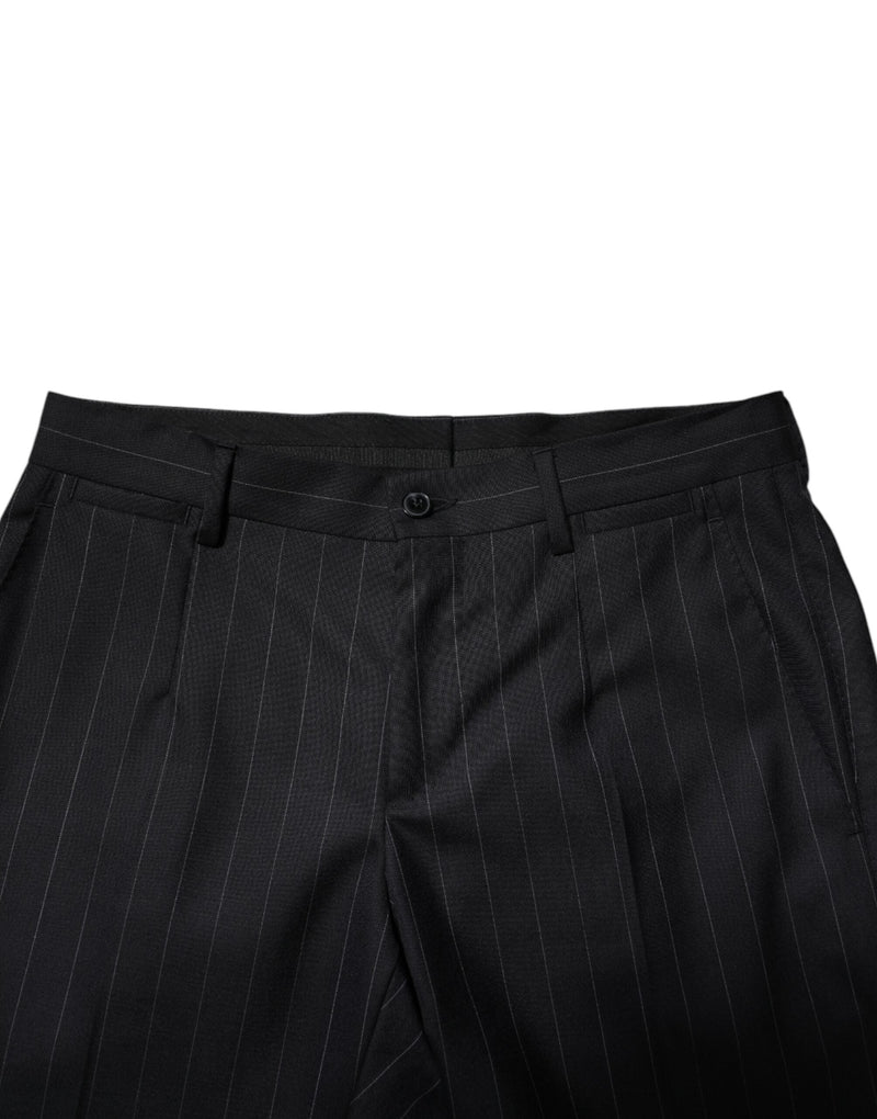Black Wool Striped Formal Pants Dolce & Gabbana