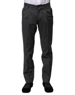 Gray Striped Cotton Formal Pants Dolce & Gabbana