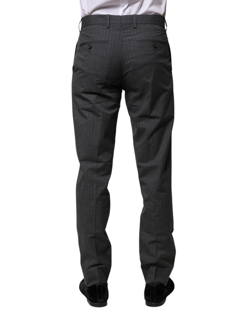 Gray Striped Cotton Formal Pants Dolce & Gabbana