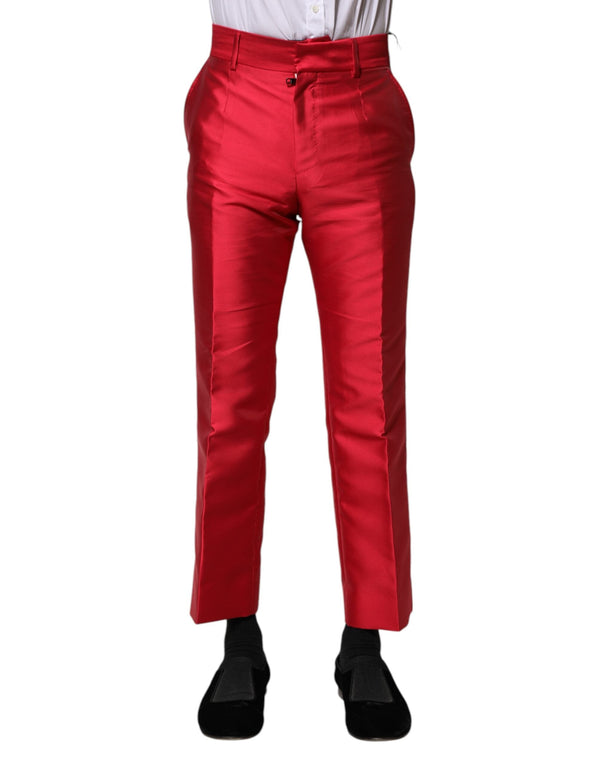 Red Polyester Cropped Dress Pants Dolce & Gabbana