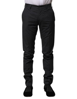 Gray Striped Cotton Formal Pants Dolce & Gabbana