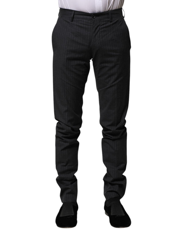 Gray Striped Cotton Formal Pants Dolce & Gabbana