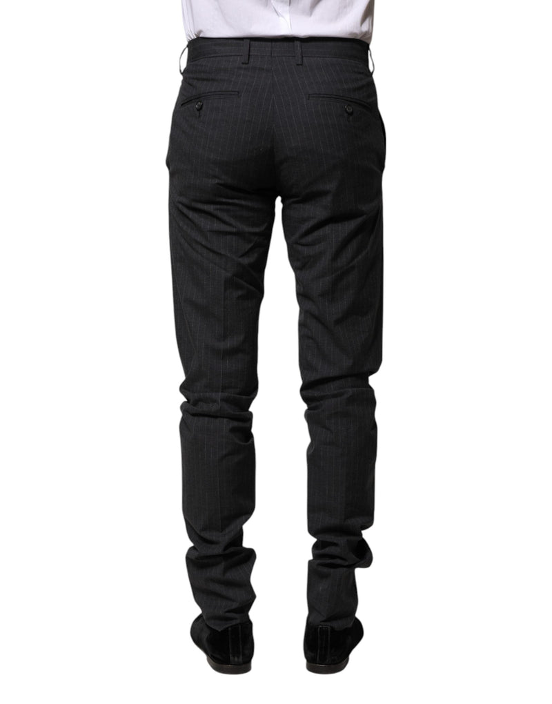 Gray Striped Cotton Formal Pants Dolce & Gabbana