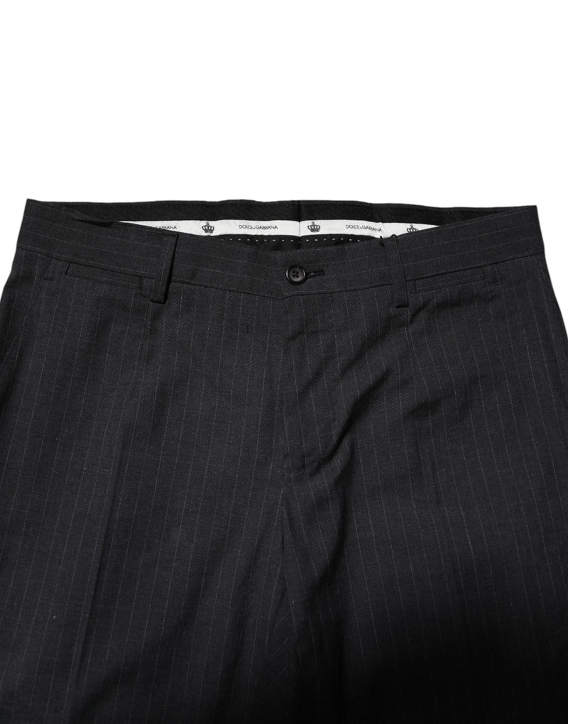 Gray Striped Cotton Formal Pants Dolce & Gabbana