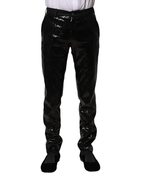 Black Sequined Embellishment Pants Dolce & Gabbana