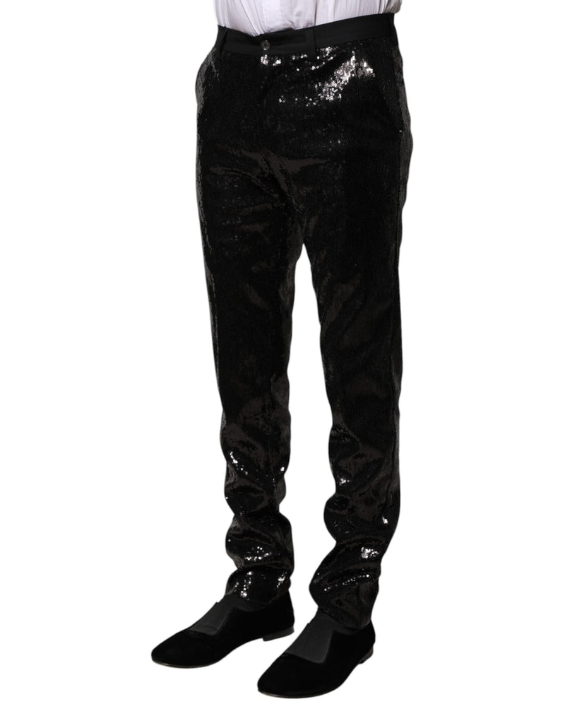 Black Sequined Embellishment Pants Dolce & Gabbana