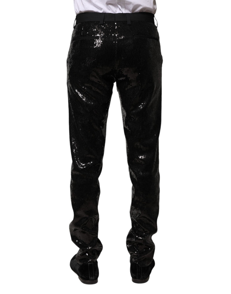 Black Sequined Embellishment Pants Dolce & Gabbana