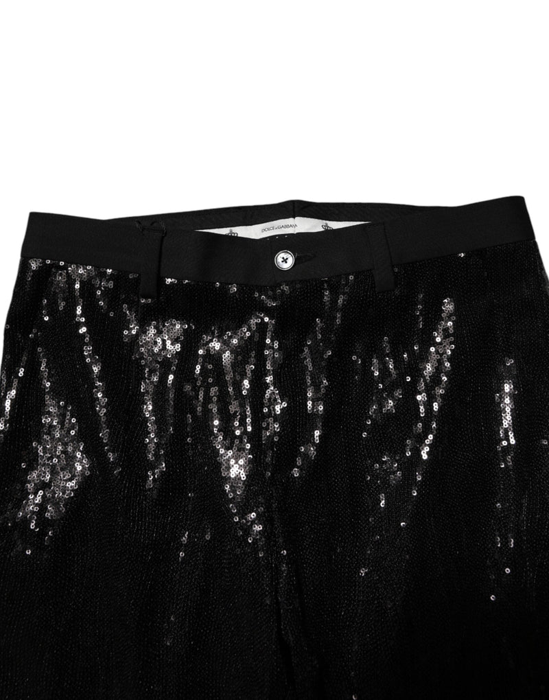 Black Sequined Embellishment Pants Dolce & Gabbana