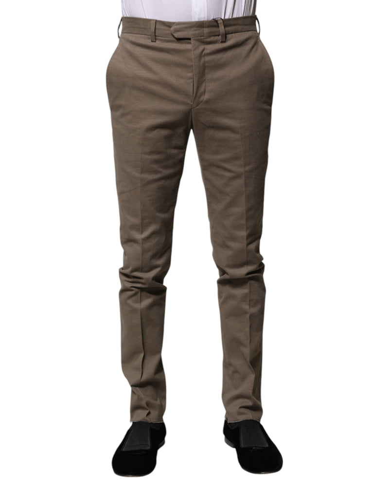Brown Cotton Tapered Formal Dress Pants BENCIVENGA