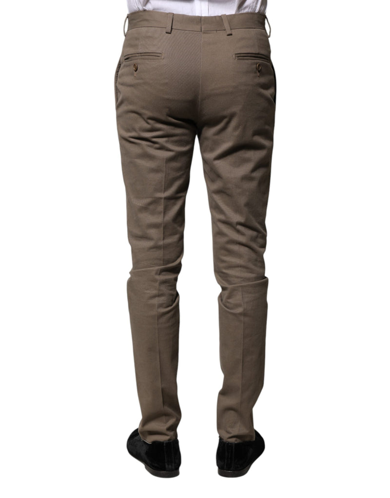Brown Cotton Tapered Formal Dress Pants BENCIVENGA