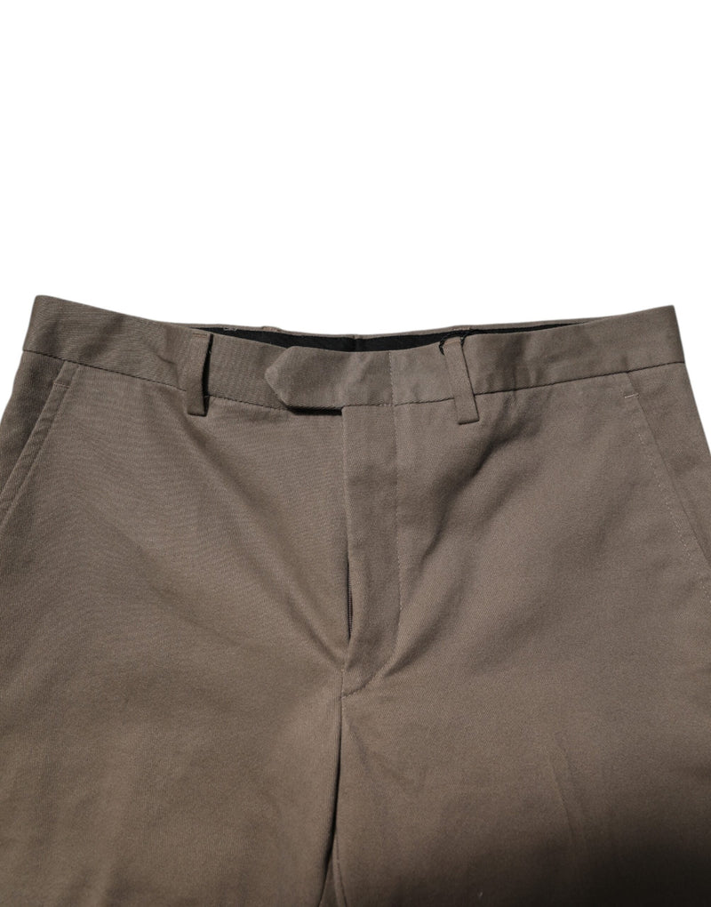 Brown Cotton Tapered Formal Dress Pants BENCIVENGA