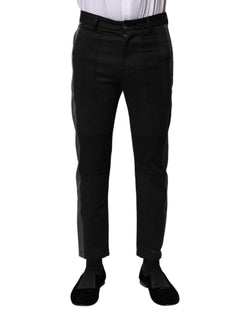 Black Gray Fantasy Cotton Formal Slim Pants Dolce & Gabbana