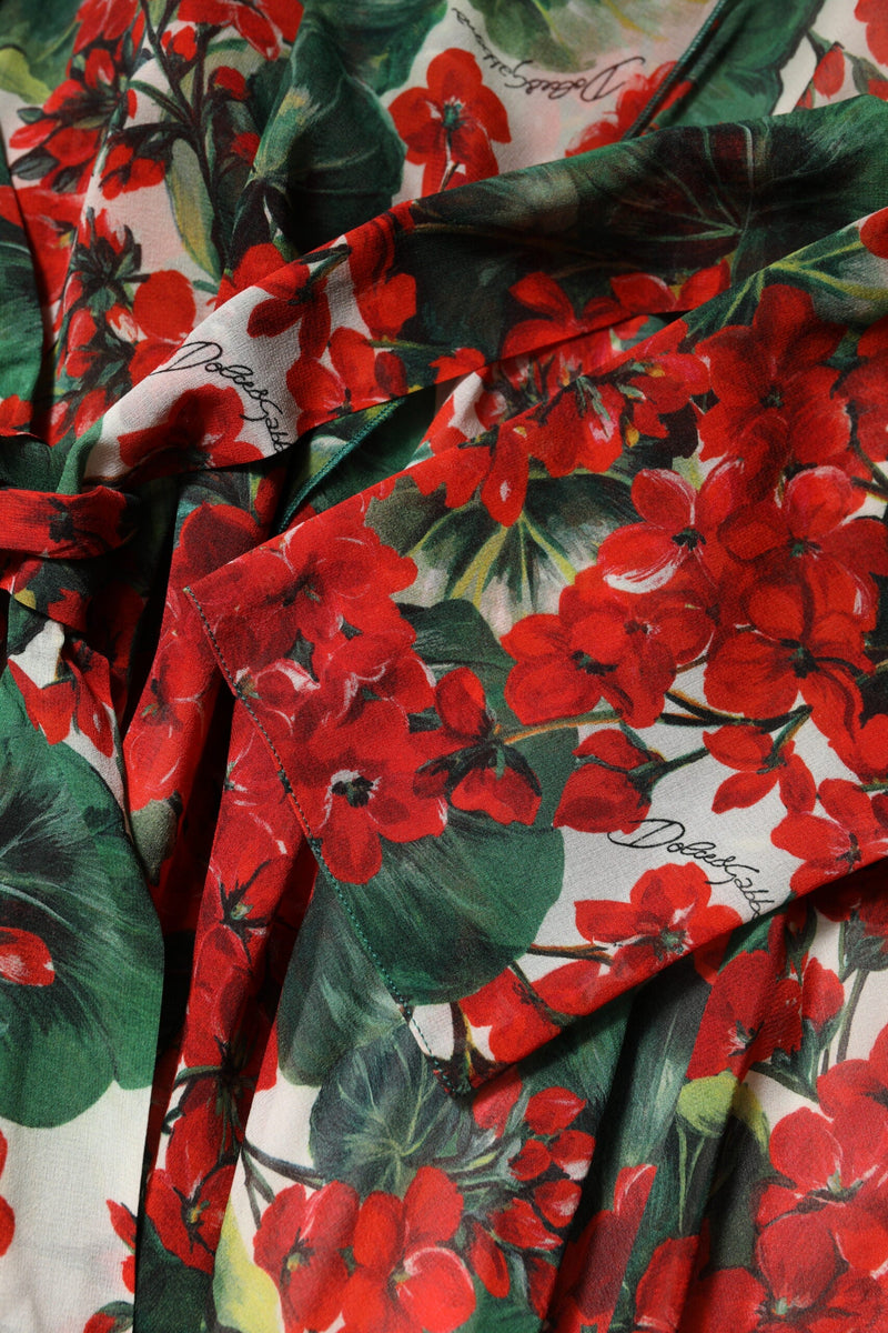 Multicolor Floral Long Sleeves V-neck Dress Dolce & Gabbana