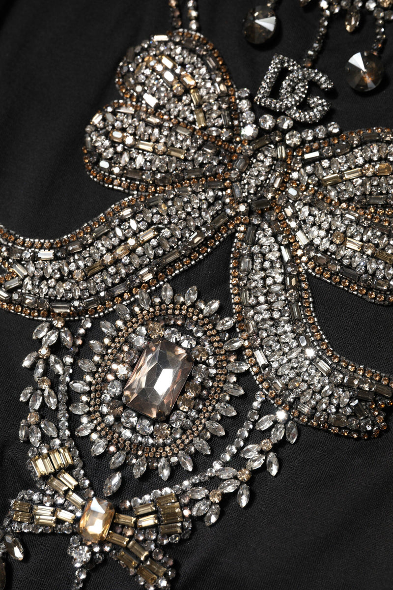 Black Cotton Rhinestone Embellished Tank Top Dolce & Gabbana