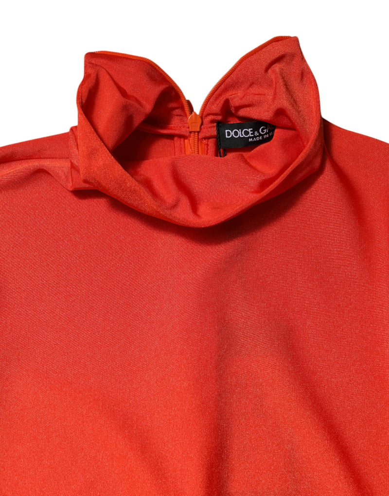 Red Nylon Turtleneck Bodycon Jumpsuit Dress Dolce & Gabbana