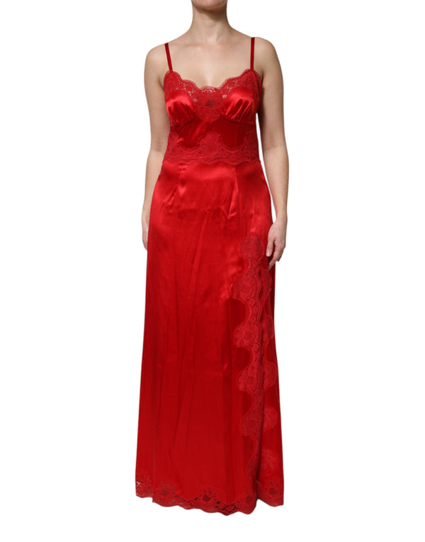Red Silk Sleeveless Maxi Long Dress Dolce & Gabbana