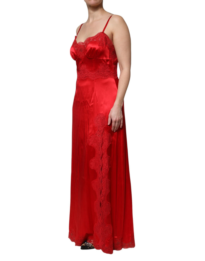 Red Silk Sleeveless Maxi Long Dress Dolce & Gabbana