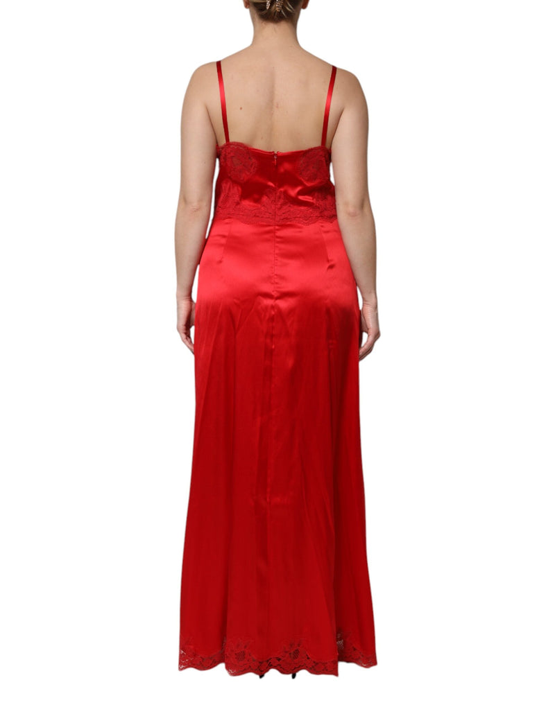 Red Silk Sleeveless Maxi Long Dress Dolce & Gabbana