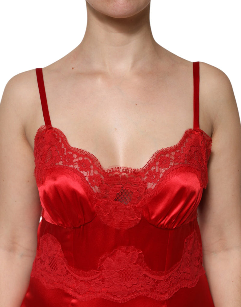 Red Silk Sleeveless Maxi Long Dress Dolce & Gabbana