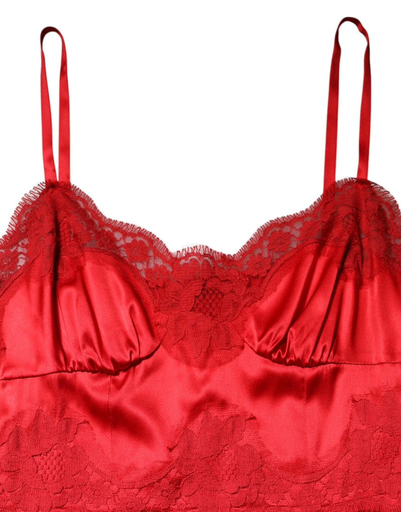 Red Silk Sleeveless Maxi Long Dress Dolce & Gabbana