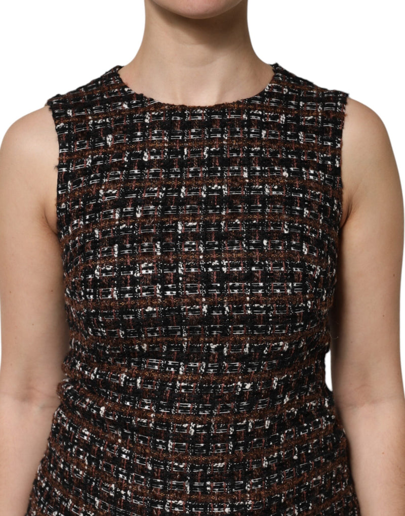 Multicolor Sleeveless Mini Tweed A-line Dress Dolce & Gabbana