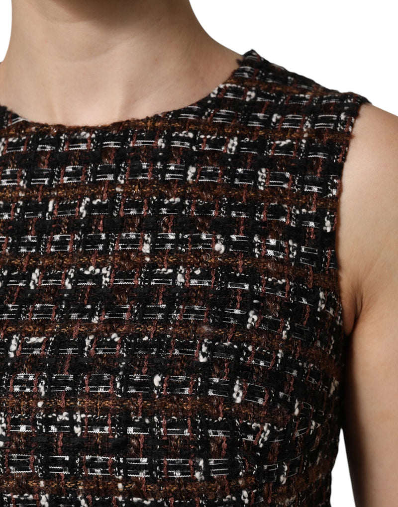 Multicolor Sleeveless Mini Tweed A-line Dress Dolce & Gabbana