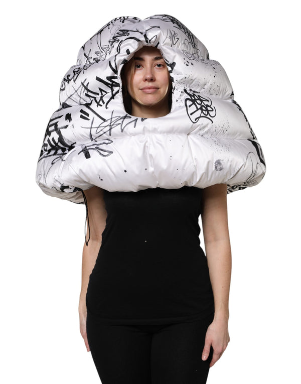 White Polyester Printed Hood Quilted Hat Dolce & Gabbana